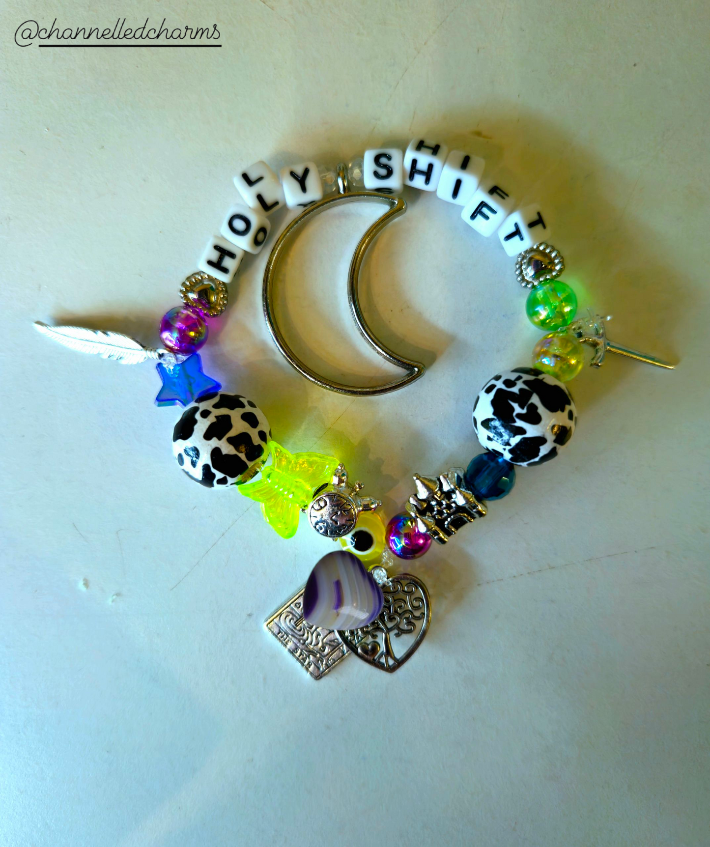 Holy Shift Channelled Charm 🐮🏰🌜💜